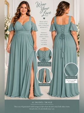 Wear Your Love Sage Green Chiffon Corset Back Formal Maxi Dress